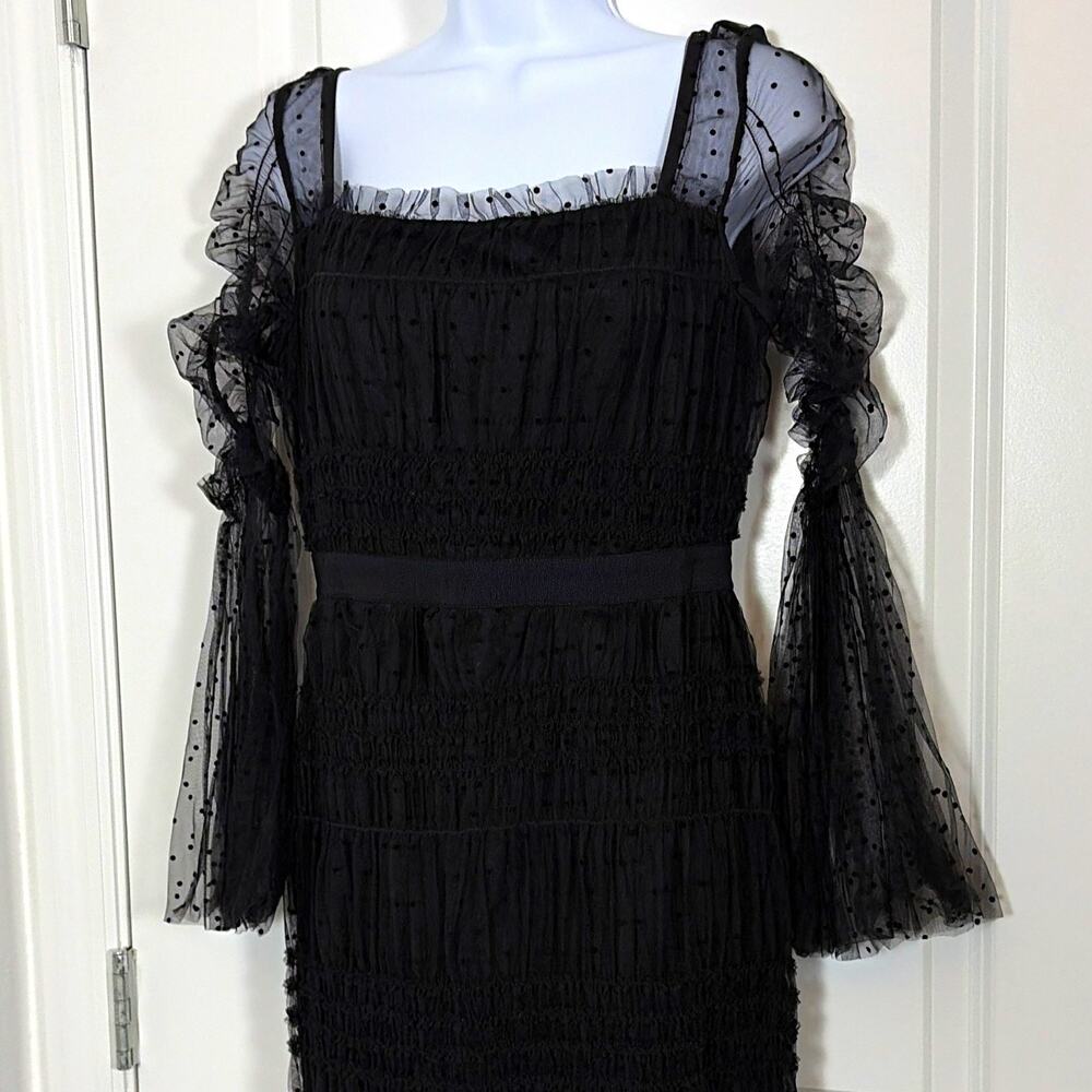 Venus Blk polka dot mesh tulle dress m whimsigoth Dark fem coquette m